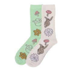 Step into the enchanting world of Shrek with these delightful women's casual crew socks. Perfect for fans of the beloved movie, this 2-pair pack features vibrant green and white designs that bring Shrek and Donkey to life amidst floral and mushroom motifs.

- Material: 98% Polyester, 2% Spandex
- Size: Sock size 9-11, Shoe size 5-10
- Color: Green and White
- Gender: Female
- Care Instructions: Machine wash cold with like colors, tumble dry low

Officially licensed and crafted for comfort and fl Shrek And Donkey, Shrek Donkey, Mushroom Designs, Flora Pattern, Beloved Movie, Mushroom Design, Whimsical Fashion, Shrek, Socks And Hosiery