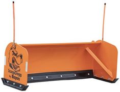 an orange snow plow sitting on top of a white background