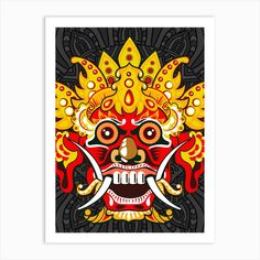 an art print with a mask on it