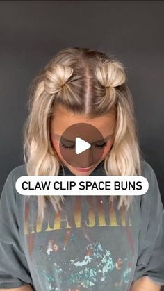 𝑮���𝒍𝒊𝒕𝒕𝒆𝒓𝒊𝒛𝒆𝒅 𝑳𝒊𝒇𝒆 on Instagram: "Claw clip space buns🥰  Please follow for more💞
.
.
.
.
Credit: @samanthasbeautyconfessions

#glitterizedlife  #cutehairstyles #easyhairstyles  #hairtutorial #hairstyle #hairideas #fallhairstyles hairstyles #hairtrends #hairgoals #hairinspo" Claw Clip Space Buns, Space Buns Hair, Hair Clips Hairstyles, Ponytail Hairstyle Ideas, Space Bun, Hair Stules, Bun Ideas, Space Hair, Ponytail Hairstyle