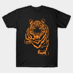 Tiger -- Choose from our vast selection of Crewneck and V-Neck T-Shirts to match with your favorite design to make the perfect custom graphic T-Shirt. Pick your favorite: Classic, Relaxed Fit, V-Neck, Tri-Blend, Dolman Extra Soft Tri-Blend, Slouchy V-Neck, Slouchy, Premium, Heavyweight, Curvy, Ringer, and Curvy V-Neck. Customize your color! For men and women. Orange Graphic Print Tops For Fan Merchandise, Orange Short Sleeve Fan T-shirt, Orange Short Sleeve Fan Merchandise T-shirt, Orange Graphic Tee With Graphic Design, Orange Graphic T-shirt For Streetwear, Orange Graphic Design T-shirt For Streetwear, Orange Sublimation Print T-shirt For Streetwear, Orange Streetwear T-shirt With Sublimation Print, Halloween Orange Graphic Print T-shirt