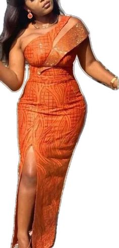 Lace Midi Dress For Party, Peach African Dress, Lace Bodycon Dress For Party Season, V-neck Lace Evening Dress, Elegant Orange Cocktail Dress, Elegant Orange Mini Dress For Formal Occasions, African Sequin Lace Dress, Sheath Lace Dress, Elegant Orange Mini Dress For Party