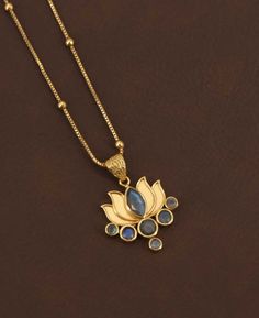 Labradorite Gemstone Gold Plated Lotus Necklace Lotus Jewelry Design, Tanmani Necklace, Gold Pendant Designs, Emerald Jewelry Set, Gold Pendant Set, Buddha Groove, Spiritual Balance, Bloom Design, New Gold Jewellery Designs