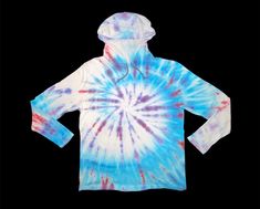 Custom dyed, one of a kind! Tie-dye Hooded Top With Drawstring, Hooded Tie-dye Cotton Tops, Tie Dye Hooded Cotton Top, Hooded Tie Dye Cotton Top, Tie Dye Cotton Top With Drawstring Hood, Batik Shirt, Tie Dye Shirts, Beautiful Stickers, Batik