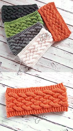 three different knitted headbands sitting on top of each other