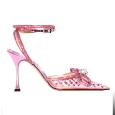 Mach & Mach Crystal-Embellished Pumps Founded By Sisters Nina And Gvantsa Macharashvili, In 2012, Mach & Mach Blends Georgian Style With Italian Craftsmanship. Made From Leather, These Pink-Tone Pointed Pumps Stand Out Not Only For The Crystal Embellishments That Appear Throughout But For Encrusted Double Bow Embellishments On Top. Made In Italy Pink-Tone Leather Crystal Embellishment Pointed Toe Buckle-Fastening Ankle Strap Branded Insole High Heel Composition Outer: Pvc 100%, Leather 100% Sole Embossed Boots, Fall Winter Shoes, Fall Runway, Lace Top Dress, Runway Shoes, Heeled Pumps, Pointed Pumps, Slouchy Boots, Shoe Trends