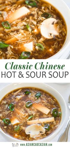 two bowls of chinese hot and sour soup