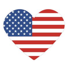 an american flag heart shaped sticker on a white background with space for your text