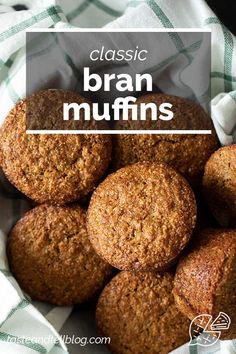 a bowl filled with muffins sitting on top of a table