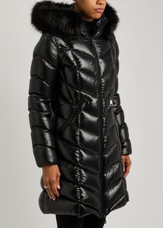 Long Description#Style Notes#Moncler merges sophistication with high performance for the Fulmarus jacket. Cut from a glossed nylon fabric, this quilted style is generously filled with down for premium warmth and is embellished with a detachable faux fur trim at the hood for a luxe finish.#Info & Care# Moncler glossed nylon jacket  Detachable faux fur trim at hood, high neck, quilted, designer plaque at sleeve, elasticated cuffs, two zip-fastening pockets, fully lined  Zip-fastening through front  100% polyamide; faux fur: 59% modacrylic, 32% acrylic, 9% polyester; fill: 90% down, 10% feathers Dry clean  #Size & Fit# Length shoulder to hem: 34 inches/ 86.5cm Midweight  Regular fit, slim at the waist Model is 5'9"/ 175cm and wears a size 1 Moncler Jacket, Chevron Quilt, Great Outdoors, Wool Jacket, Black Jacket, Fur Trim, Long Coat, Black Coat, Jacket Style