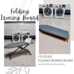 the folding ironing board is on display