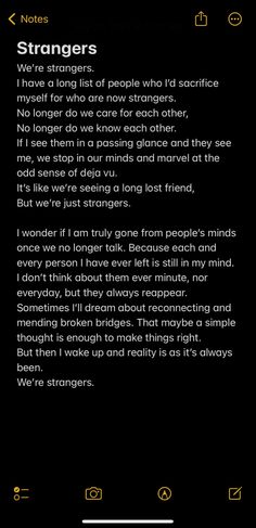 a text message on a cell phone that says,'we are strange strangers '