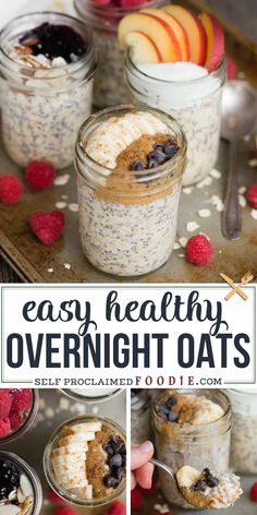 overnight oats in mason jars with fresh fruit