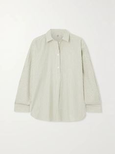 TOTEME Striped cotton-poplin shirt | NET-A-PORTER Minimal Outfits For Women, Condo Closet, Reiss Women, Minimal Outfit, Cotton Poplin Shirt, Outfits For Women, Poplin Shirt, Business Fashion, Cotton Poplin