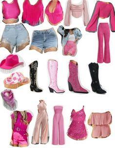 #bachelorette #bachelorettepartyideas #nashville #nashvilleoutfits #country #cowgirl #pink #bootsforwomen #boots #romper #accessories Pink Bach Outfits, All Pink Cowgirl Outfit, Pink And Black Outfit Aesthetic, Country Bachelorette Party Outfit, Nashville Attire, Part Idea, Cowgirl Bachelorette Party Outfits