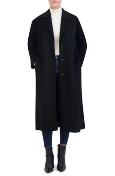 A soft and luxurious coat is cut from a wool-kissed blend in a simple and timeless style that works well for desk days and weekend jaunts. 46" length Front button closure Notched lapels Side slits 60% wool, 40% polyester Dry clean Imported Favorite Daughter, Maternity Shops, Loungewear Shorts, Designer Clothes For Men, Modern Outfits, Autumn Fashion Women, Double Face, Fall Wardrobe, Sweater And Shorts