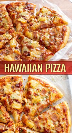 Hawaiian pizza sliced Dinner Idea For Family, Store Bought Dough, Ham Pineapple, Pizza Buffet, Bacon Pizza