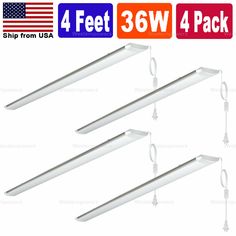 4 feet 3w 4 pack white ceiling light fixture