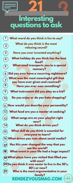 an info poster with the words 21 interesting questions to ask in it's description