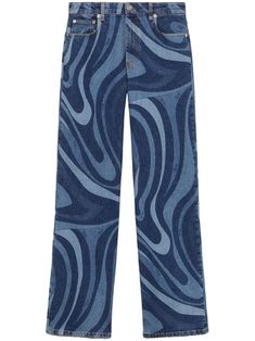 indigo blue stretch-cotton denim signature Marmo print mid-rise belt loops concealed fly and button fastening classic five pockets logo patch to the rear straight leg Yoko London, City Dress, Dolce E Gabbana, Summer Beach Wear, Emilio Pucci, Ski Wear, Indigo Blue, Lady Dior, Design Logo