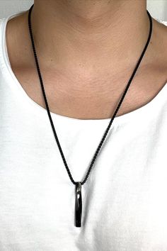 The Livin Well black pendant is a flawlessly crafted stainless steel necklace, made for any occasion. Its perfect unique shape gives it a one-of-a-kind feel made to have you feeling and livin your best life. Black Pendant Necklace For Everyday Use, Black Jewelry With Adjustable Chain For Everyday Use, Everyday Black Stainless Steel Jewelry, Black Stainless Steel Jewelry For Everyday Use, Minimalist Gunmetal Jewelry For Gifts, Minimalist Black Jewelry For Father's Day, Modern Black Necklaces For Everyday Use, Minimalist Box Chain Jewelry For Father's Day, Black Necklace With Adjustable Chain For Everyday Use