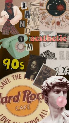 collage of various images including an old phone, newspaper and other things in the background