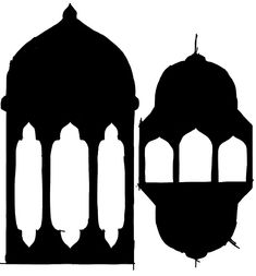 the silhouette of an ornate building is shown