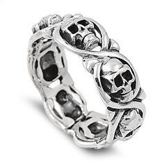 925 Sterling Silver Halloween Twisted Skulls Band Fashion Ring Size 5-14 Emo Rings, Skeleton Ring, Skull Wedding Ring, Skull Engagement Ring, Wallet Chains, Punk Skull, Skull Rings, Biker Jewelry, Skull Jewelry