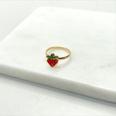 "18k Gold Filled Enamel Colored Strawberry Rings for Kids Children Toddler - Kids Ring Size: Thickness: 3mm | Strawberry Width: 10mm 💎 With new products daily, quality and competitive prices, in DiJu Jewelry you find the most unique styles of modern designs, always looking for elegance and market trends. *Helping your Jewelry Businesses Grow *Starting your Own Business *Making your Own Collection: DiJu Jewelry ever brings Better Moments for your Life. 📲 Find many more styles in our DiJu Jewelr Rings For Kids, Kids Ring, Strawberry Ring, Wholesale Jewelry Supplies, Spring 2025, Kids Rings, Market Trends, Your Own Business, Solid Gold Jewelry