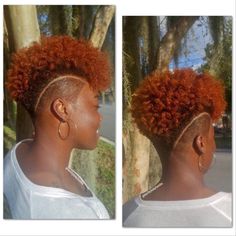 Copper Tapered Natural Hair, Copper Hair On Black Women Natural Short, Ginger Fade Haircut Black Women, Short Copper Hair On Black Women, Copper Afro, Curly Copper Hair, Short Copper Hair