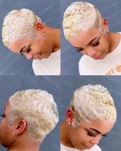 613 Pixie Cut Human hair Wig None Lace Blonde Machine Made Wig Short Straight | eBay Short Platinum Blonde Hair, Finger Waves Short Hair, Short Blonde Pixie, Blonde Style, Short Shaved Hairstyles, Hair Elixir, Natural Hair Short Cuts, Blonde Haircuts, Short Hair Pixie Cuts