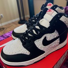 All Sizes Available Custom Dunks High, Sneakerball Party Outfits, Sneakerball Outfits Women, Sneakerball Party, Custom Nike Dunks, Custom Nike Dunk, Nike Shoes Custom, Cute Casual Shoes, Bedazzled Shoes