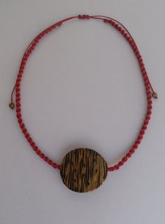 Oval wooden bead red macrame short by LuckyRatJewellery on Etsy Macrame Jewelry With Waxed Cord And Round Beads, Handmade Brown Cord Jewelry, Bohemian Braided Jewelry Gift, Bohemian Braided Jewelry As Gift, Adjustable Fair Trade Jewelry For Gifts, Handmade Round Jewelry With Waxed Cord, Macrame Cord Jewelry Gift, Macrame Cord Jewelry For Gifts, Macrame Cord Jewelry For Gift