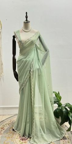 Light Green Saree, Saree Trends, Pastel Green, Pastel, Green