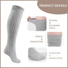 3 Pairs Wool Slouch Socks Knee High | Moon Wood Warm Gray Socks For Fall, Winter Comfortable Super Soft Socks, Thick Comfortable Socks For Fall, Warm Comfortable Winter Socks, Comfortable Thick Socks For Fall, Comfortable Soft Winter Socks, Warm Solid Socks For Winter, Super Soft Comfortable Winter Socks, Comfortable Super Soft Winter Socks