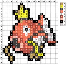 a cross stitch pattern with an elephant in the middle and numbers on it, as well as colors