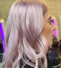 Pink Hair Toner Blondes, Silver Rose Hair, Swartzkopf Hair Color Formula, Blonde With Pastel Highlights, Lilac Frost Hair, Lilac Hair Pastel, Pink Hair Toner, Pink Gray Hair