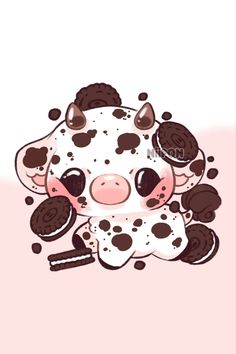 a cow with cookies on it's face