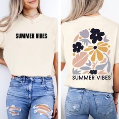 Summer Vibes boho floral shirt, add a burst of artistic flair to your wardrobe with our Comfort Colors T-Shirt, featuring a stunning graphic of boho abstract art flowers. Crafted from ultra-soft, pigment-dyed cotton, this tee offers exceptional comfort and a relaxed fit. The vibrant and eclectic floral design brings a touch of bohemian elegance, making it perfect for any casual outing or creative endeavor. Embrace the beauty of nature and art with this unique, stylish piece that effortlessly combines comfort and individuality. WASHING Machine wash, tumble dry low. Do not use bleach. SIZING Please use the size chart provided in order to choose the size best fitted to you. Bohemian T-shirt For Spring Beach Days, Bohemian Multicolor T-shirt For Vacation, Bohemian T-shirt For Beach In Spring, Bohemian T-shirt For Beach And Spring, Trendy Floral Print T-shirt For Summer, White Bohemian T-shirt For Vacation, Bohemian Crew Neck Shirt For Vacation, Bohemian Spring T-shirt With Graphic Print, Summer Cotton Tops With Boho Print