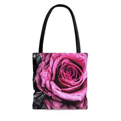 Tote Bag, Tote, Pink Rose Tote Bag, Pink Rose Tote, Pink Tote, Rose Tote, Flower Tote, Pink Tote Bag, Pink Flower Tote, Gifts Under 20 This beautiful, high-quality tote bag is available in three sizes. An all over print and durable, soft materials combine comfort with style at whether you're at the beach or out in town. Created from my artwork, 'Pink Rose.  *  100% Polyester -- Extremely strong and durable synthetic fabric that retains its shape and dries quickly *  Boxed corners *  Black inner stitching, transparent thread on hems. *  Black cotton handles with reinforced stitching *  Non-woven laminate inside, easy to clean  *  Small = 13" x 13", Medium = 16" x 16", Large = 18" x 18" Pink Shoulder Bag For Valentine's Day Gift, Pink Shoulder Bag For Everyday Use, Pink Shoulder Bag For Everyday Use On Mother's Day, Pink Rectangular Shoulder Bag For Mother's Day, Mother's Day Pink Rectangular Shoulder Bag, Pink Tote Bag For Mother's Day, Pink Flower-shaped Shoulder Bag As A Gift, Pink Flower-shaped Shoulder Bag For Gifts, Pink Flower-shaped Shoulder Bag As Gift