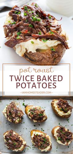 an image of some baked potatoes with meat on them