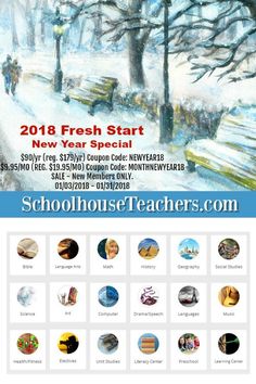 an advertisement for the school's fresh start winter event, featuring snow covered benches and trees