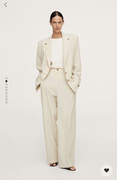 Mango Collection, Blazer Dresses, Pernille Teisbaek, Style Oversize, Cream Blazer, Beige Blazer, Wool Trousers, Wool Pants, Tailored Pants