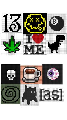 the cross stitch pattern is designed to look like pixel art