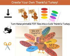 a turkey themed bulletin board with the words create your own thanksgiving turkey