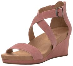 PRICES MAY VARY. Man made sole Mid-heel Heel Height: 2.75 inches Comfort Work Sandals, Canyon Rose, Slip On Dress Shoes, Sandal Platform, Cork Wedges Sandals, Strappy Wedges, Bow Flats, Shoes Heels Wedges, Leather Wedge Sandals