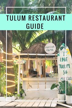 the tulum restaurant guide with palm trees in the background