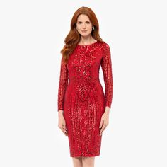 Upgrade your dress collection with this Women's BA Nites Short Sequin Long Sleeve Dress.Click on this WOMEN'S GUIDE to find the perfect fit and more! Upgrade your dress collection with this Women's BA Nites Short Sequin Long Sleeve Dress.Click on this WOMEN'S GUIDE to find the perfect fit and more! FEATURES Crewneck Long sleeves Sequin material Sheath silhouette Straight hem Zipper back Partially linedFIT & SIZING Fitted at bust, waist, and hip 42-in. length from shoulder to hem Midi length hits Red Carpet Holiday Dresses With Long Sleeves, Red Sequined Bodycon Dress For Evening, Fitted Red Midi Dress For Holiday Party, Red Sequin Dress For Holiday, Red Sequin Dress For Festive Occasions, Fitted Red Midi Dress For Festive Occasions, Red Fitted Midi Dress For Holiday Party, Fitted Dress For Red Carpet, Red Fitted Sequin Dress