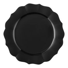 an empty black plate on a white background