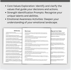 Amazing, Interactive and Informative! Are you ready to embark on a journey of self-reflection, align your life with your core values, and uncover your true passions and strengths? Our Self-Discovery Workbook is the perfect guide to help you explore your inner world and create a life that reflects who you truly are. 🌟 What's Inside: *Core Values Exploration: Identify and clarify the values that guide your decisions and actions. *Passion Exploration Exercises: Discover what excites and motivates you in life. *Strength Identification Prompts: Recognize your unique talents and abilities. *Weakness Acknowledgment Exercises: Accept and grow from your areas of improvement. *Emotional Awareness Activities: Deepen your understanding of your emotional landscape. *Purpose-Driven Connection Questions Emotional Awareness Activities, Values Exploration, Connection Questions, Life Coaching Worksheets, Emotional Landscape, Unique Talents, Map Worksheets, Social Media Calendar, Purpose Driven